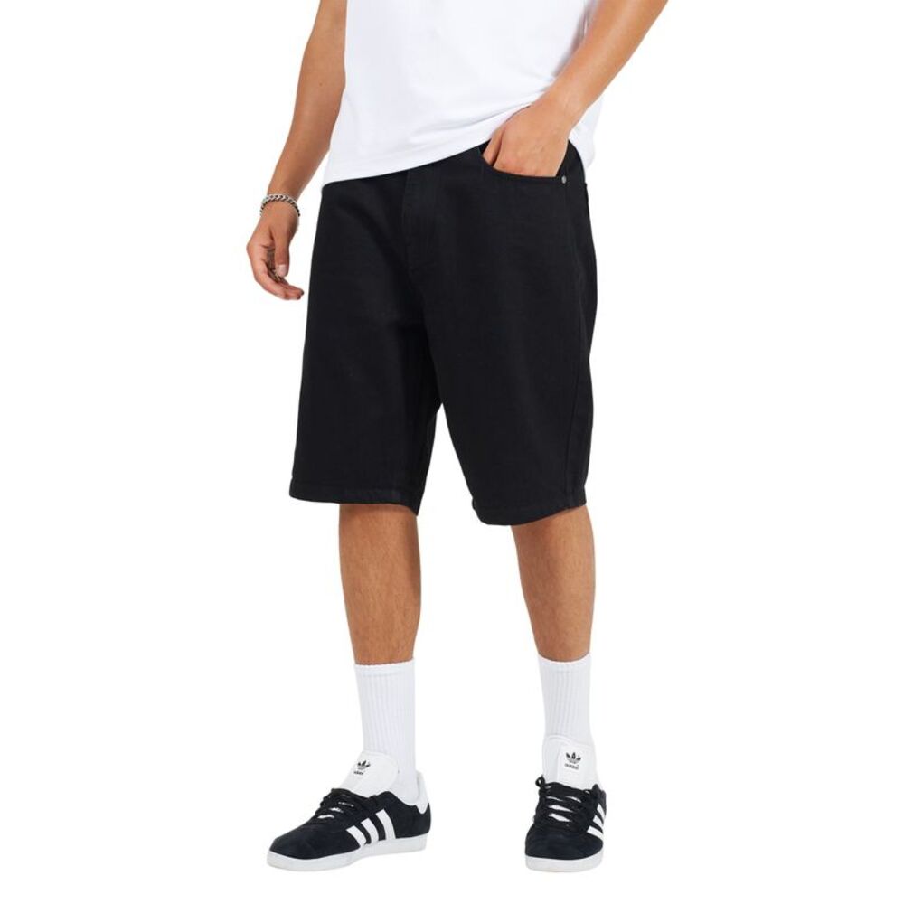 Brave Soul Mens Washed Denim Turned Up Hem Shorts / Black Wash